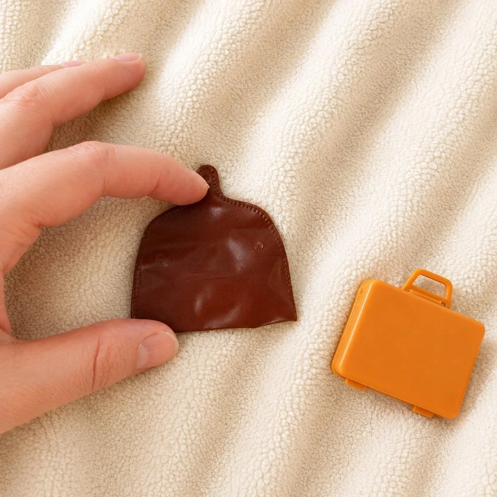 Mattel Barbie Ken Vintage Orange Suitcase Briefcase Brown Vinyl Clutch Pouch Lot